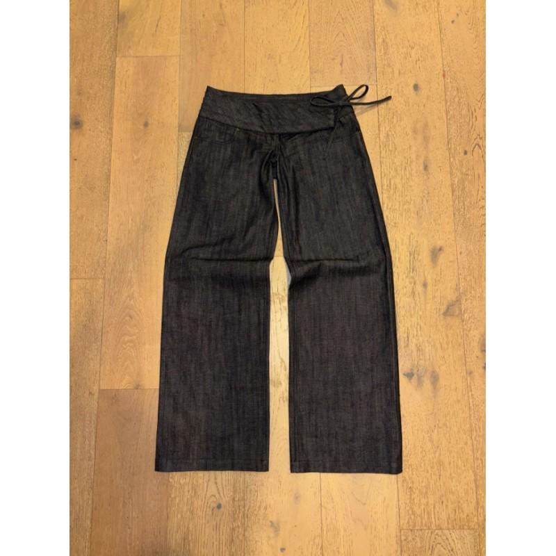 High-Waisted Wide Leg Denim Pants With