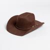 Autumn And Winter New Fashion Belt Buckle Decorative Wool Woolen Edge Wide Brim Jazz Hat Outdoor Warm Concave Top Hat