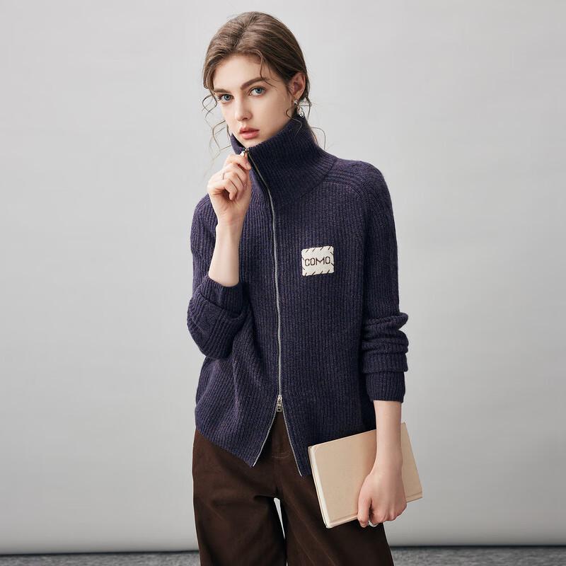 Komengboka Women's Thick Cashmere Zipper Cardigan