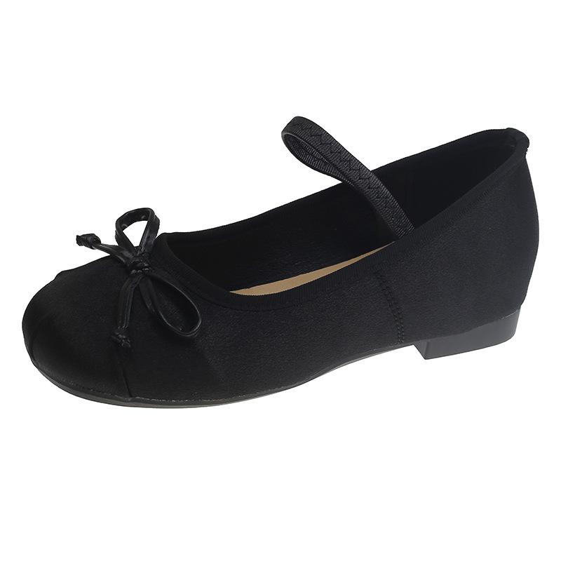 French Mary Jane single shoes square head women's shoes gentle flat bow spring and summer 2025 new beanie shoes women's shoes