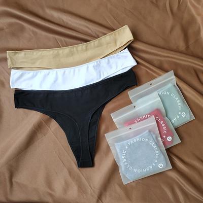 Solid Color European & American Sexy Thong Bikini Sports Underwear, Plus Size, Pure Cotton, One-Piece