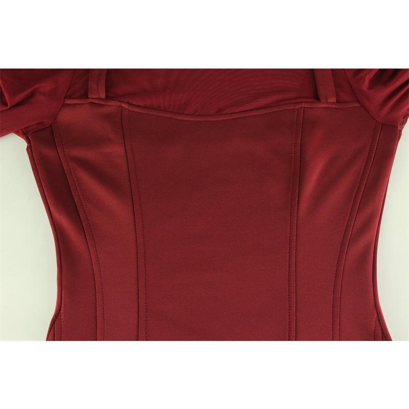 Women's Spring Fashion Temperament Mesh Patchwork Semi-high Neck Waist Dress