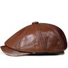 Men's Octagonal Genuine Leather Winter Warm Duckbill Hat