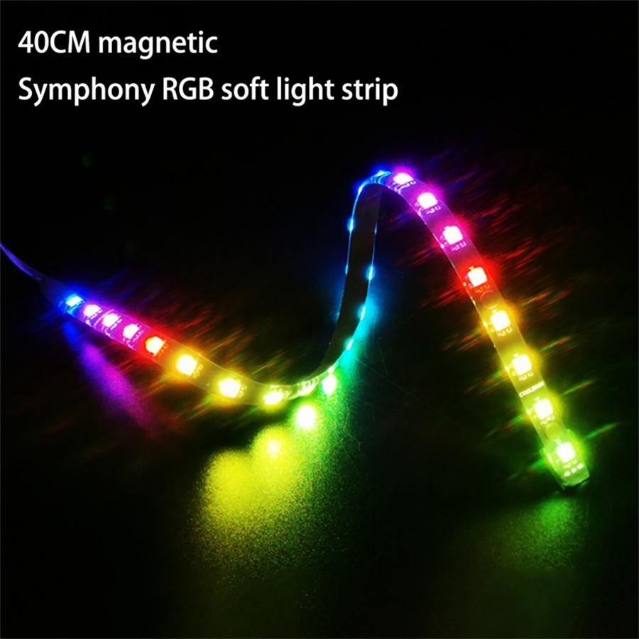 2PCS 40cm Magnetic RGB Lighting Strip With 5V 3Pin ARGB Remote Control for Computer Cases  Motherboard Synchronization Music Rhythm