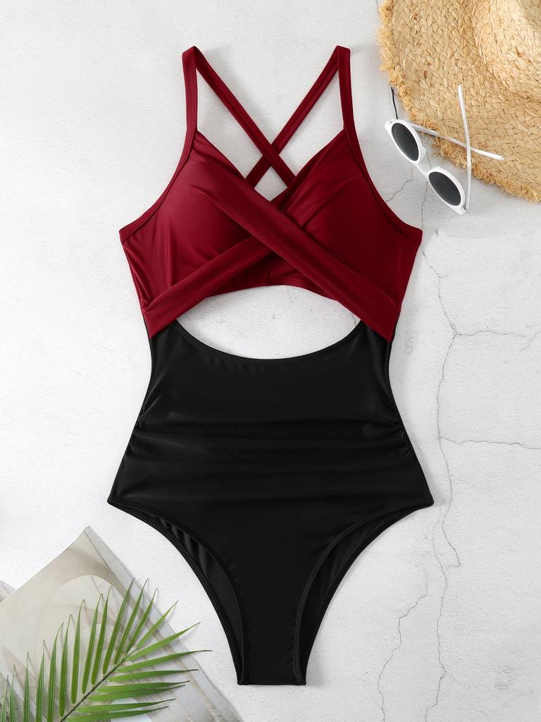 Women’s Sexy Monokini Bathing Suit One-Piece Cut-Out Bikini Swimsuit, Backless Tight-Fit Swimwear