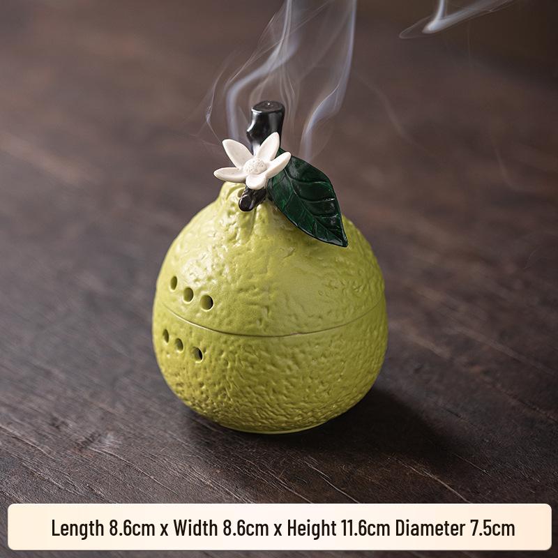 

Modern Ceramic Pear Incense Burner for Aromatherapy with Sandalwood Coil