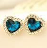 Elegant Crystal Heart Stud Earrings - European & American Fashion Style