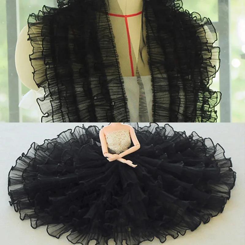 1yard Five Layesr Pleated Mesh Tulle Lace Ruffles Edging Pleated Mesh Trim DIY Sewing Wedding Dress Collar Edge Decor 18cm Wide