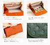 Alcoro Japanese-made flap long wallet with dots (green)