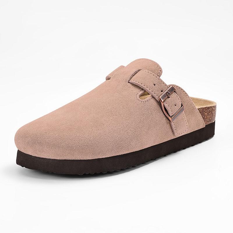 Fashion Smile Men New Cow Suede Clogs Soft Cork Footbed Men Mules Slippers Fashion Men House Sandals With Arch Support Men Beach Sandals