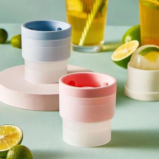 Ice Ball Maker Mold 2.4 Inch Ice Ball Mold Stackable Silicone Easy Release Ice Cube Mold Spherical Ice Maker with Lid for Whiskey Cocktails