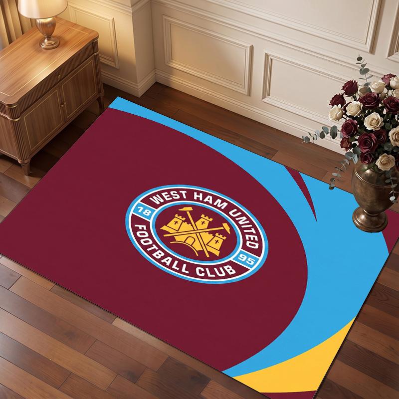 Tappeto in Velluto di Cristallo con Stampa del West Ham United Football, Comodo Assorbente d'Acqua Antiscivolo Tappeto per Pavimenti Interni
