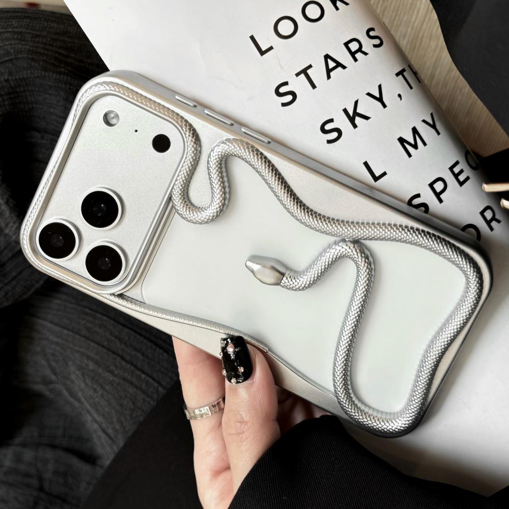 

Большой полый гальванизированный чехол-змея для iPhone 17 16 15 14 13 12 11 Pro Max Plus Покрытие Броня Охлаждение 3D Чехол для Телефона iPhone 15