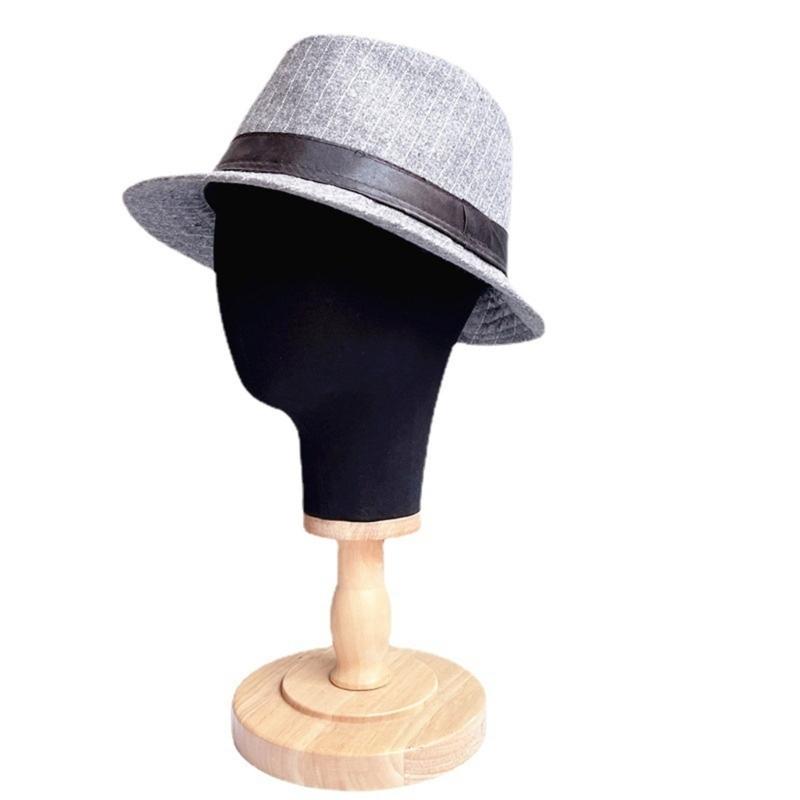 Wig Stand with Head Mannequin Head Stand with Wood Base for Multiple Wigs Hat Wig Head Stand Wig Display Stand Black