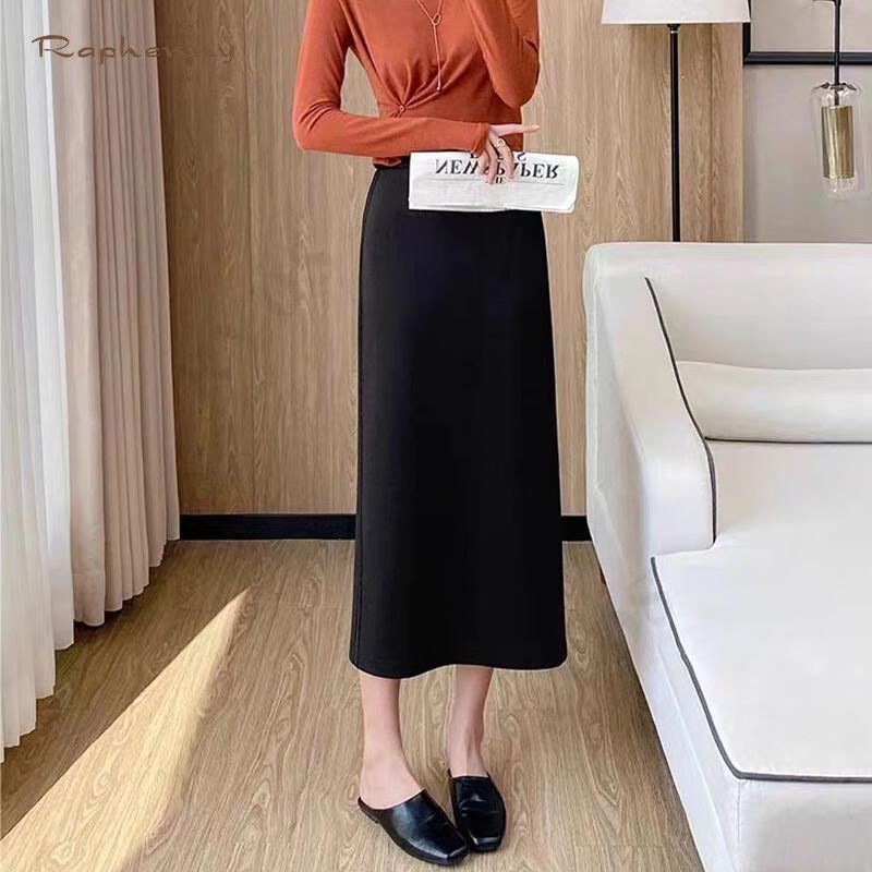 Raphenny Women s Casual Solid Mid-Length Skirt M