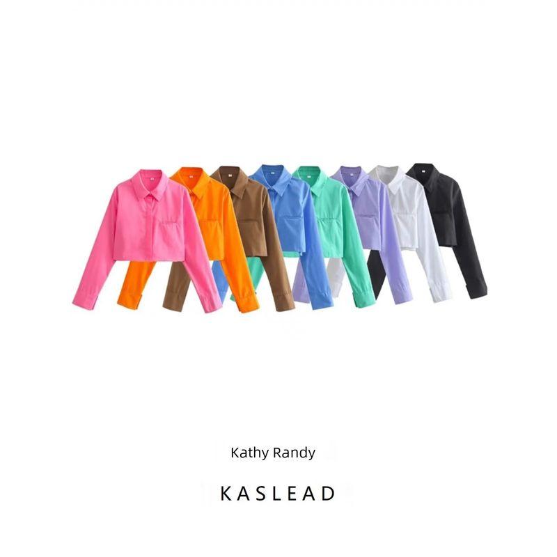 Kaslead Fashion Wind Short Lapels Long Sleeves Poplin