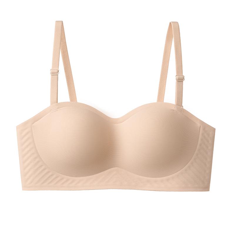 Seamless Push-Up Strapless Bandeau Bra, Non-Slip, Wire-Free, Anti-Sag, with Detachable Straps for Small Busts M
