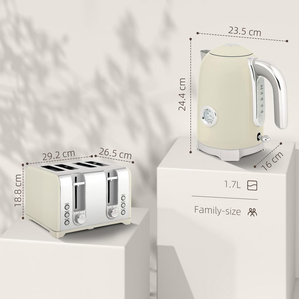 Retro 3000W Kettle and Toaster Set - Grey