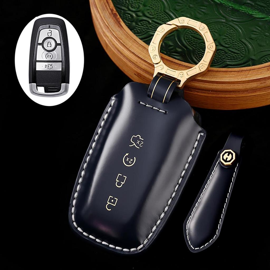 New Style Ford Lincoln Mondeo Explorer Aviator Handmade Cowhide High-End Car Key Cover Car Key Case
