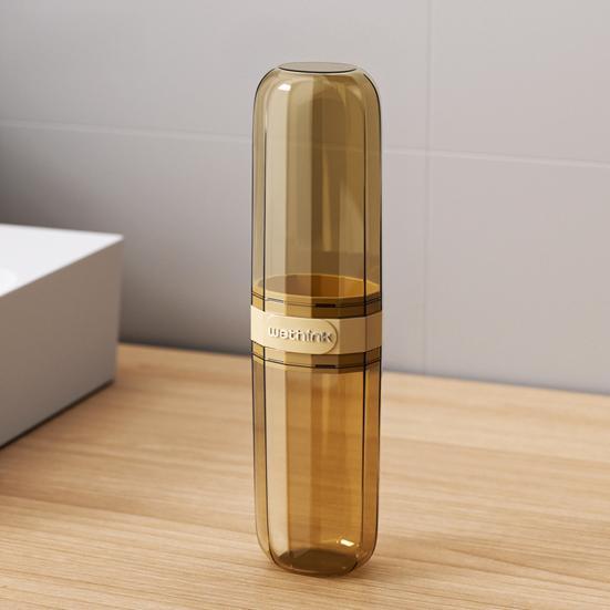 Toothbrush Storage Box Transparent Portable Travel Case with Leak-Proof Lid Integrated Mouthwash Cup Toothbrush