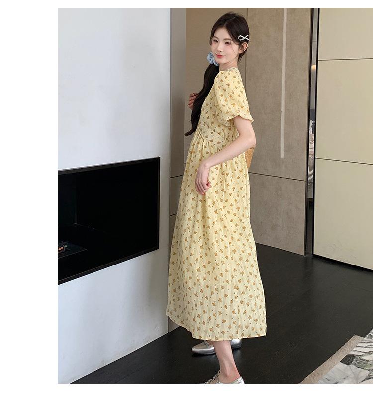 2026 Summer Floral Korean Style Mid-Length Loose Maternity Dress