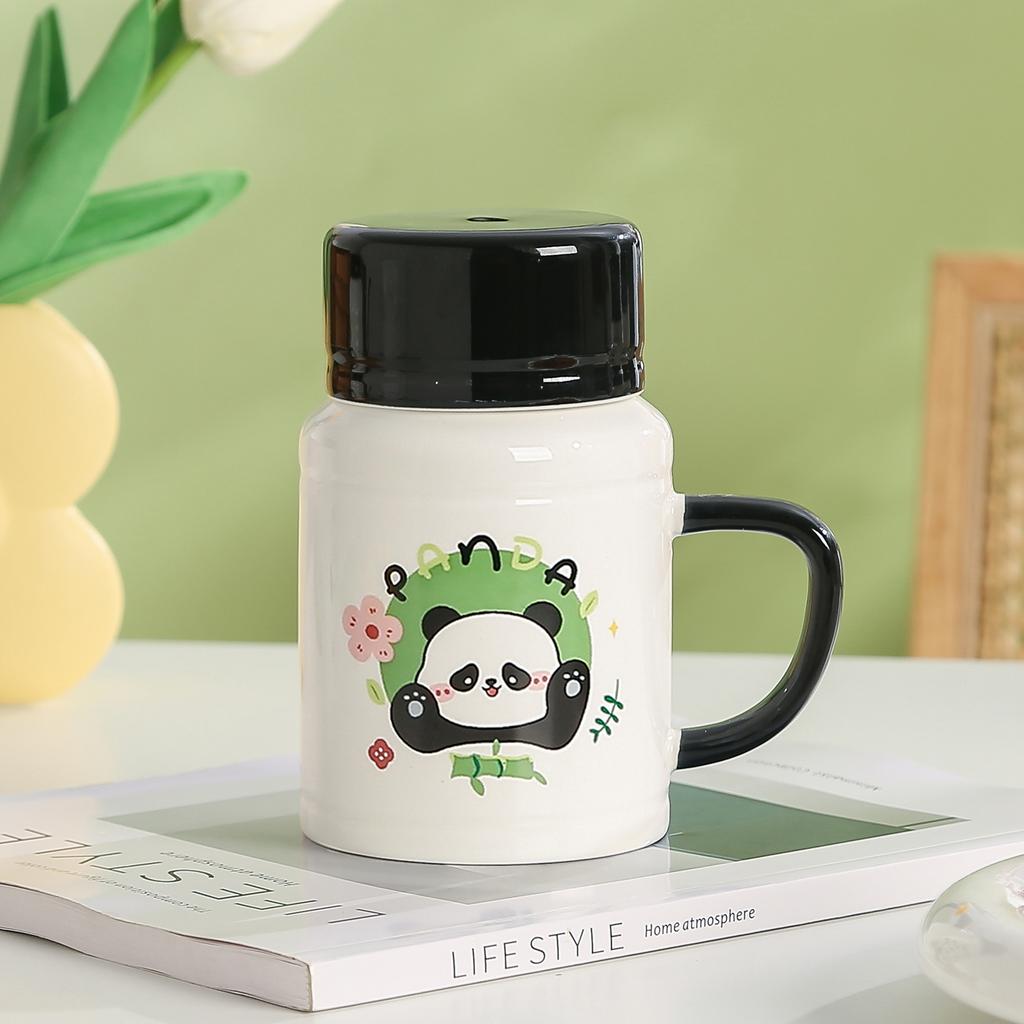 Panda Mug High Precision Cartoon Ceramic Cup with Lid for Boys and Girls' Souvenir Wedding Gift