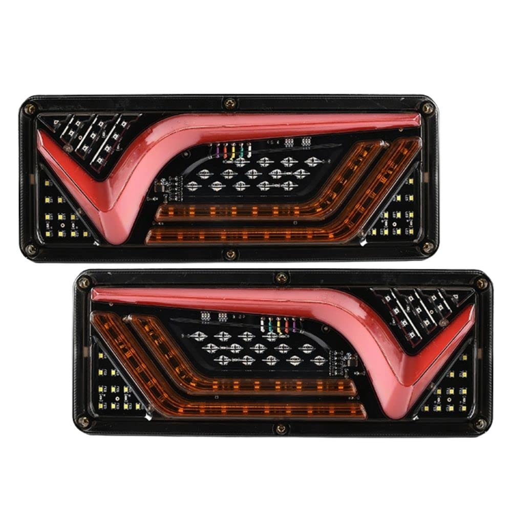 Truck Tail LED Sequential Flowing Turn Set of Universal Fit for Dump One+lifestyle Truck/Trailer/Light Lamps, Lights, 24V, Signals, 2, V-Shaped Tubes,