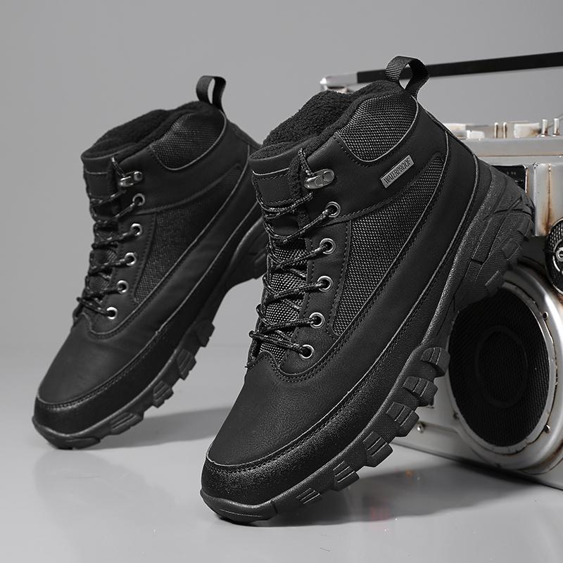 TUINANLE Men's High Top Casual Hiking Shoes - Autumn/Winter Wear-Resistant Trendy Sports Footwear Plush Boots