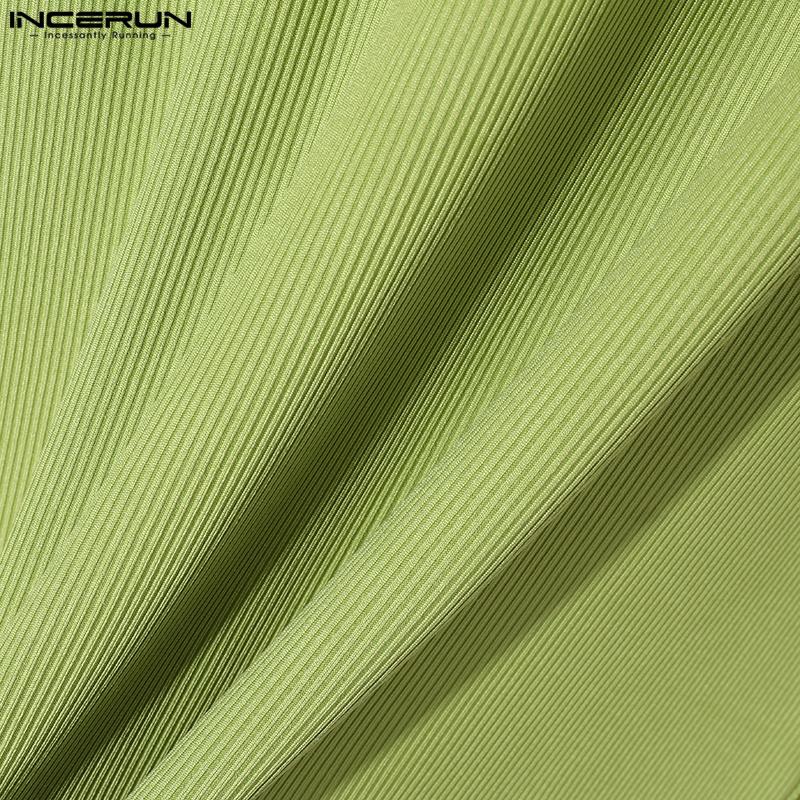 INCERUN Herren Revers Hals Langarm Hohl Tops Casual Durchsichtige Knöpfe Taschen Hemden