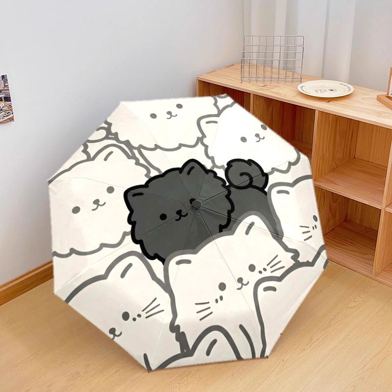 1 PC chow Automatic Folding Umbrella - Cartoon Pattern, Portable & Foldable Design with 8 Ribs, Christmas Birthday Gifts