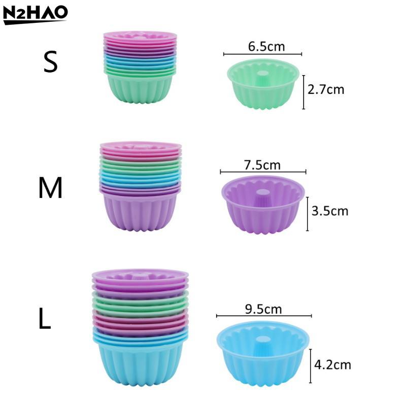 12 Pieces/set Of Use Food Grade Silicone Cake MoldCake Molds, Multi-colored Round Muffin Cups, Baking Silicone Cake Molds