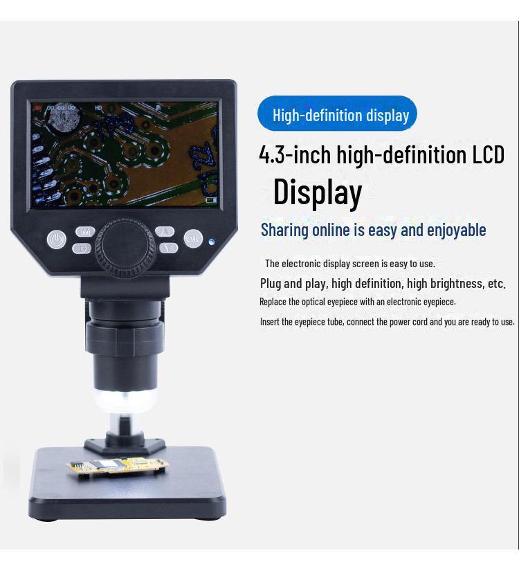 4.3" HD Digital Microscope 1000x: Ideal for Mobile Repair, Product & Fabric Inspection