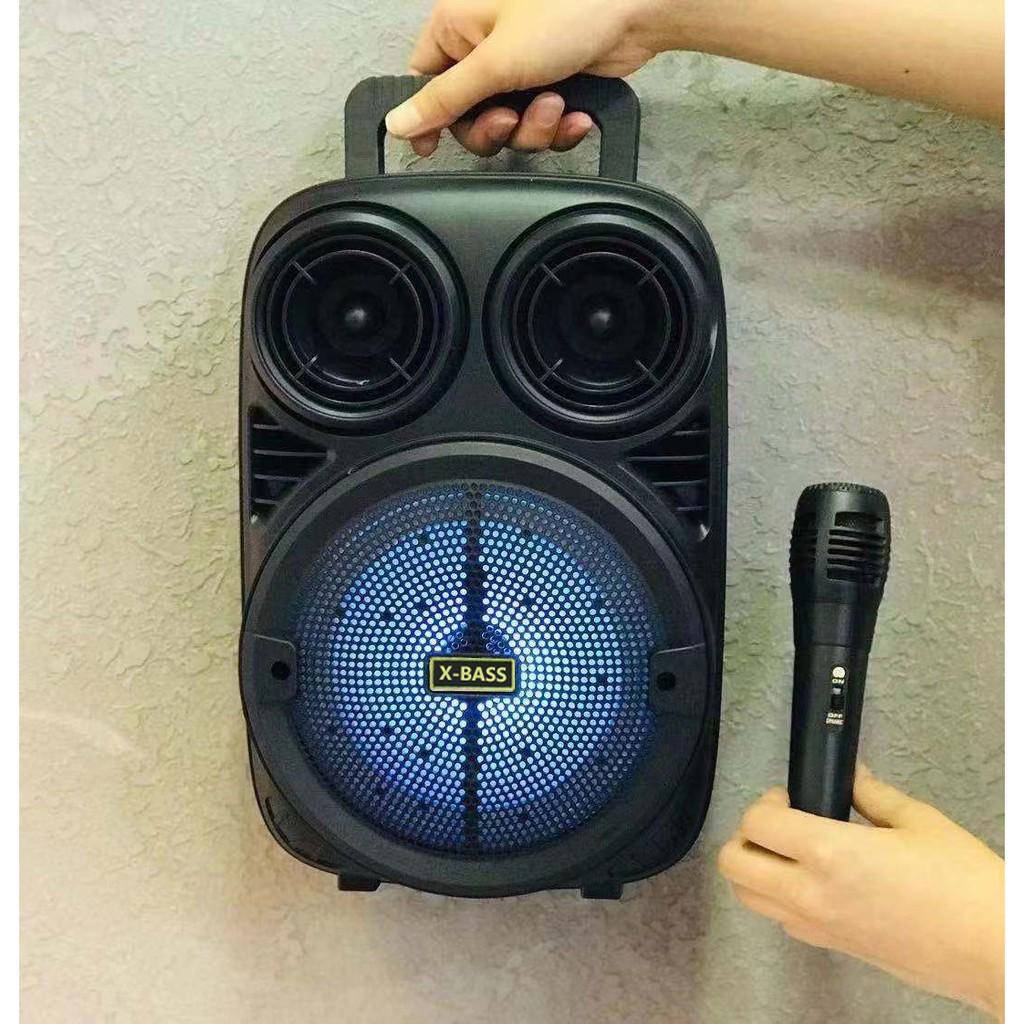 6.5 Inch Mini Bluetooth Speaker Karaoke Portable LED Wireless Bluetooth Speaker 2In1 with Microphone 6D Subwoofer Speakers