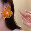 Big Floral Iron Mesh Flower Earrings Iron Wire Ladies Stud Earrings  Daily Wear