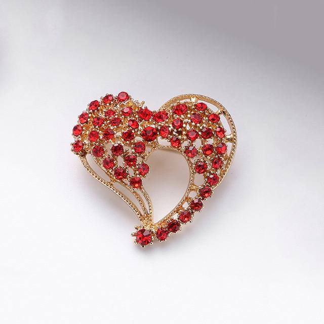 Red Rhinestone Love Heart Brooches Men Classic Valentine 'S Day Event Gathering Casual Brooches Pin Clothes Women Clips Giveaway GiftsClassic Jewelry