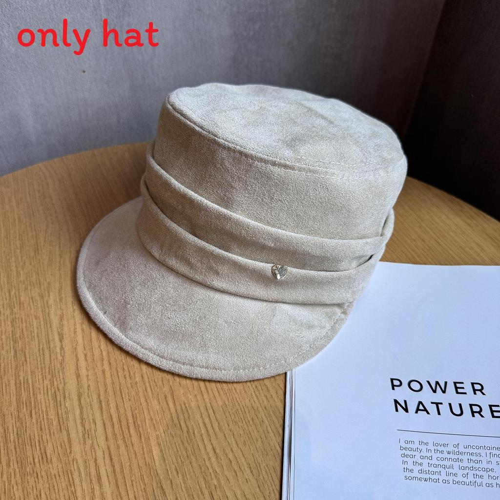 Women Solid Fashion Color Suede Flat Top Hat For Autumn And Wearing Winter
