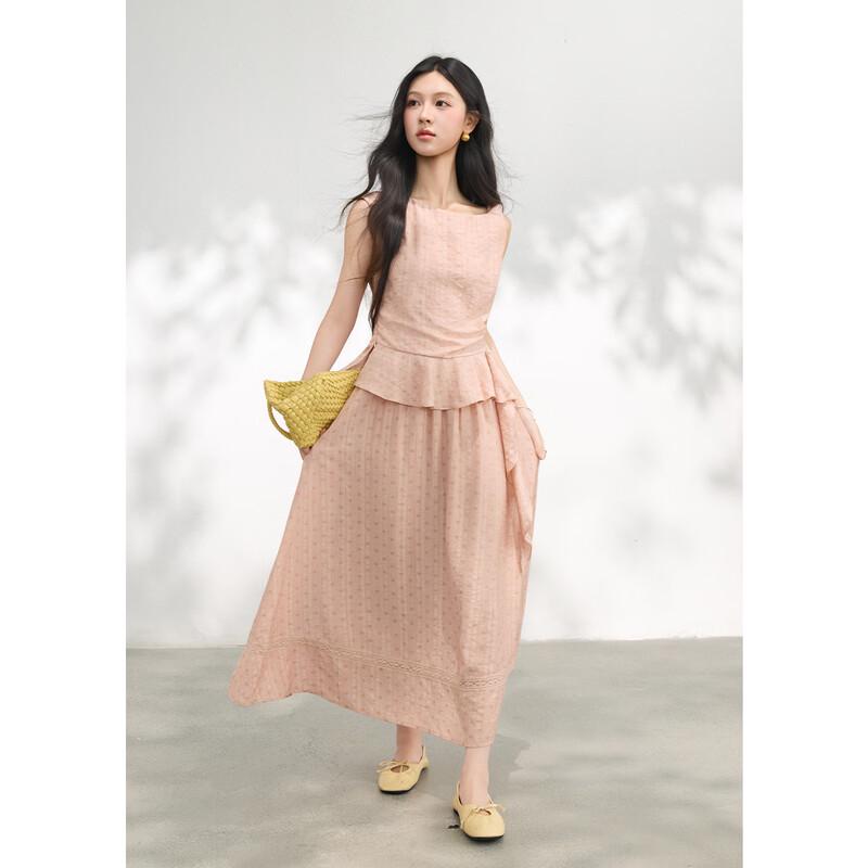 Mishow Women's Lotus Pink Polka Dot Skirt Set