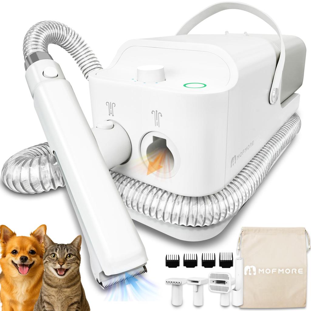 MOFMORE Grooming Vacuum Cleaner with for and Shedding Large 12500 Pa 4 Suction 50 dB Low Mofumoa with Storage Bag Dryer, Dogs, Pets, Cats, Grooming,