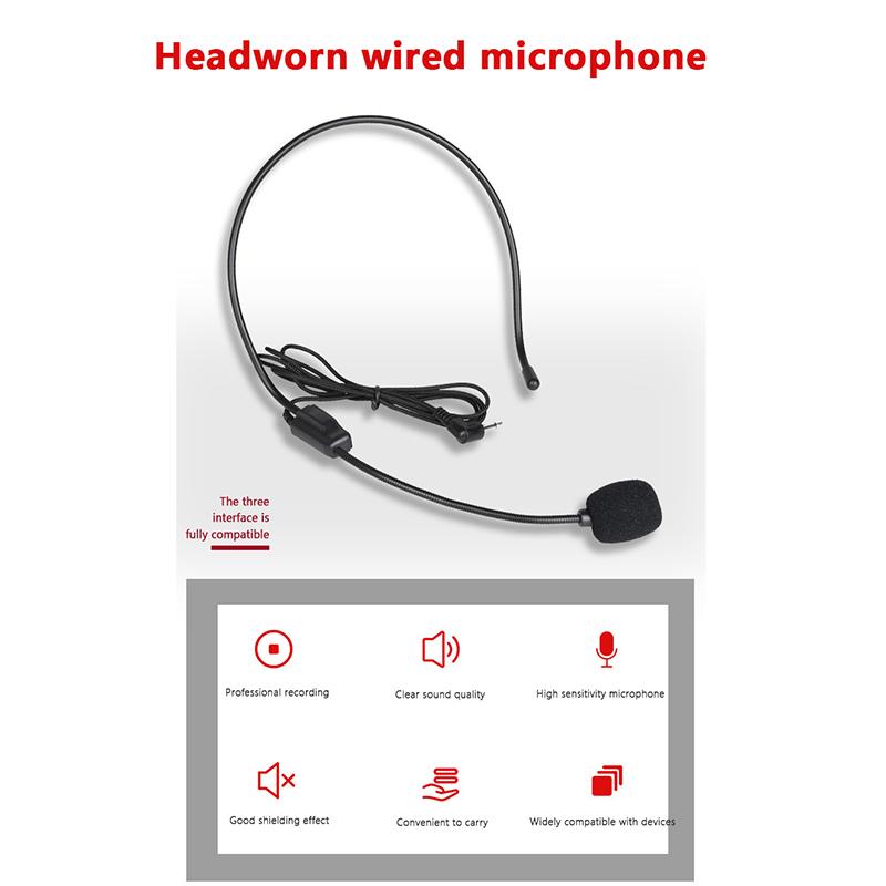 Portable Head Mounted Headset Microphone Wired 3.5Mm Plug Mic For Shopping Mall Teacher Tour Guide Amplifier Phone Wheat Bee Ear