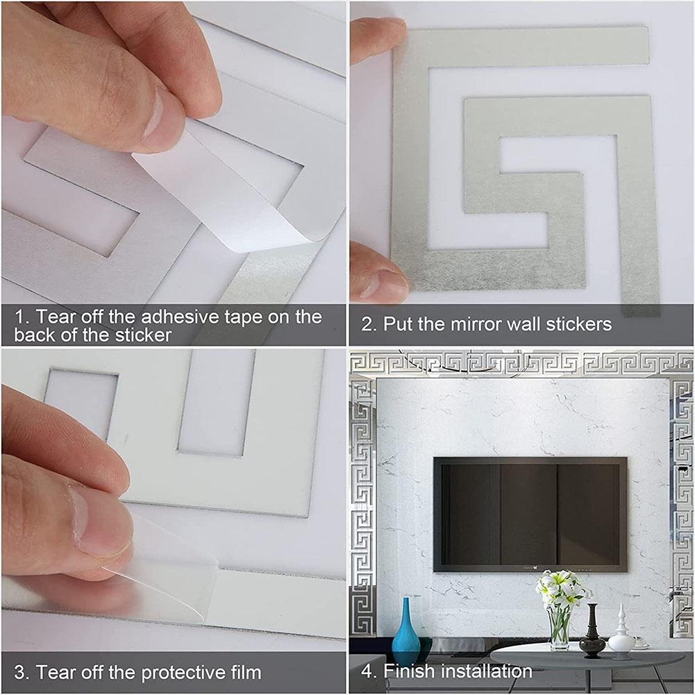 Mirror Waist Line Edge Strip Decal Wall Sticker  TV Background Home Decor