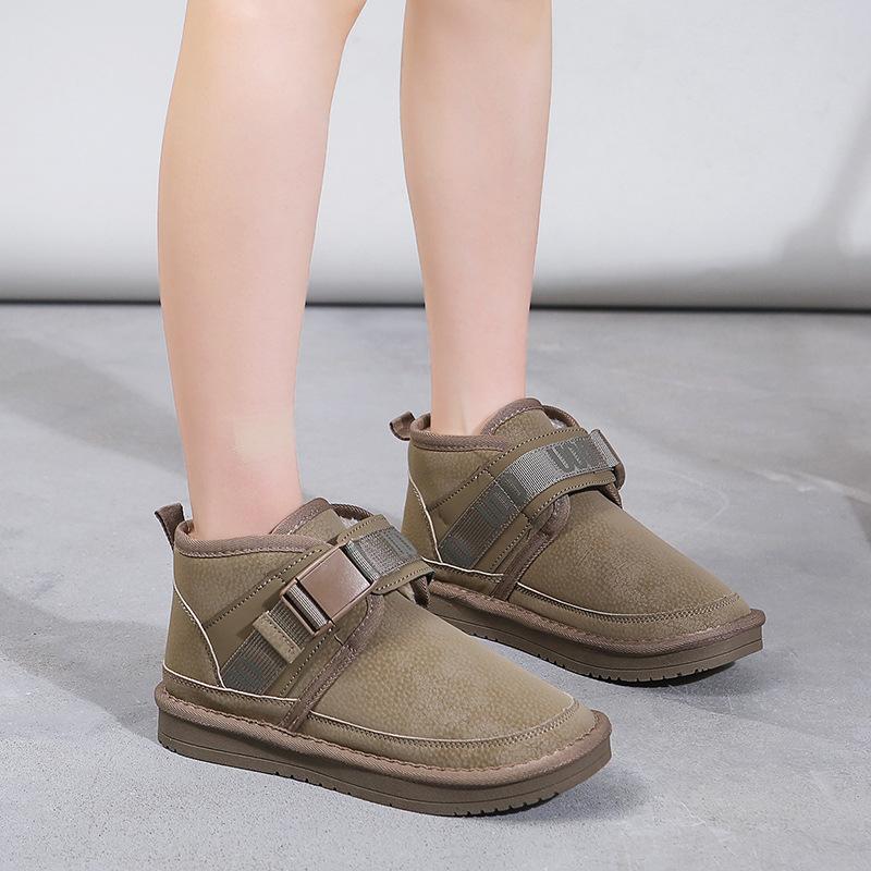 

Large size couple snow boots autumn and winter new versatile comfortable round head flat bottom thickened thermal cotton boots women 44 чорний