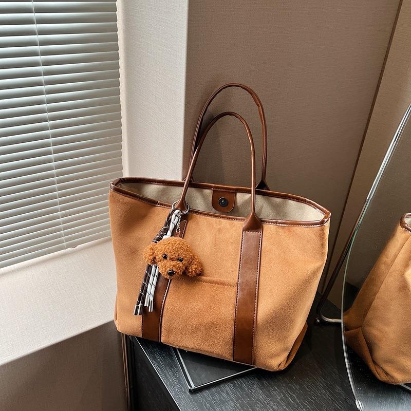 Winter Retro Suede Large-capacity Bag Women's New Fashion Tote Bag Simple Portable Commuter Bag