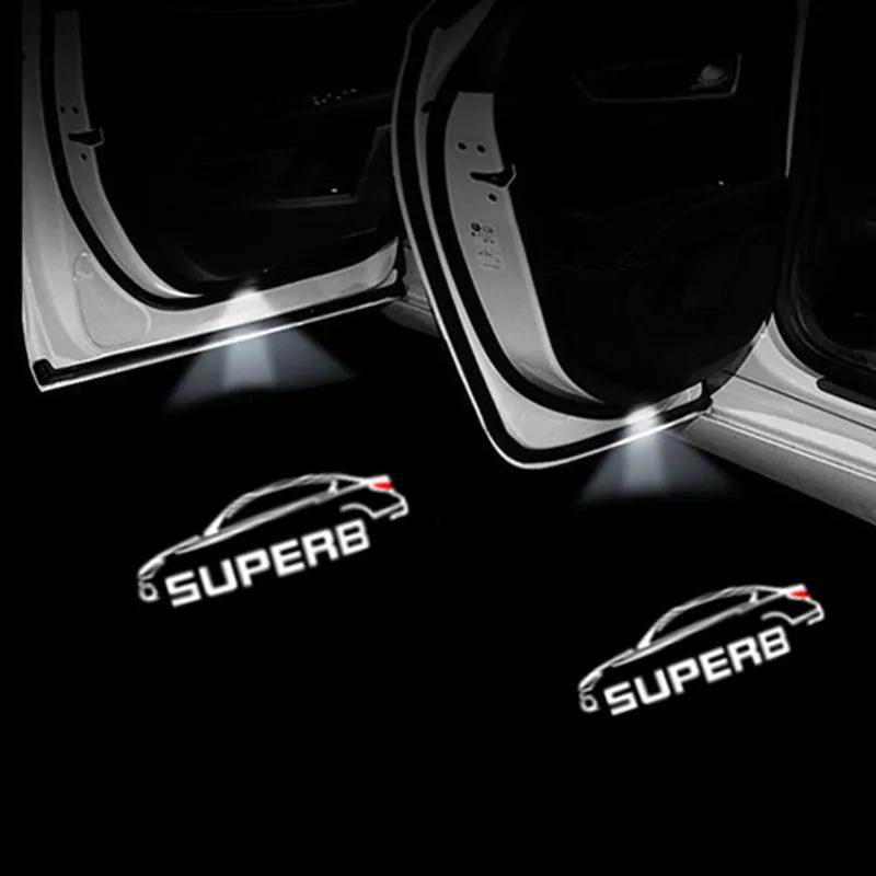 2 STKS LED Auto Deur Welkom Licht Laser Logo Projector Voor Skoda Superb 2009 2010 2011 2012 2013 2014 2015 -2023 Auto Accessoires flzk64