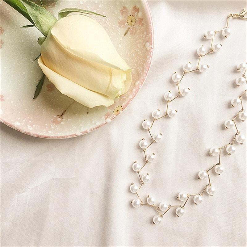Short Simple Simulated Pearl Clavicle Chain Female Creative Sweet Student Neck Jewelry Necklace