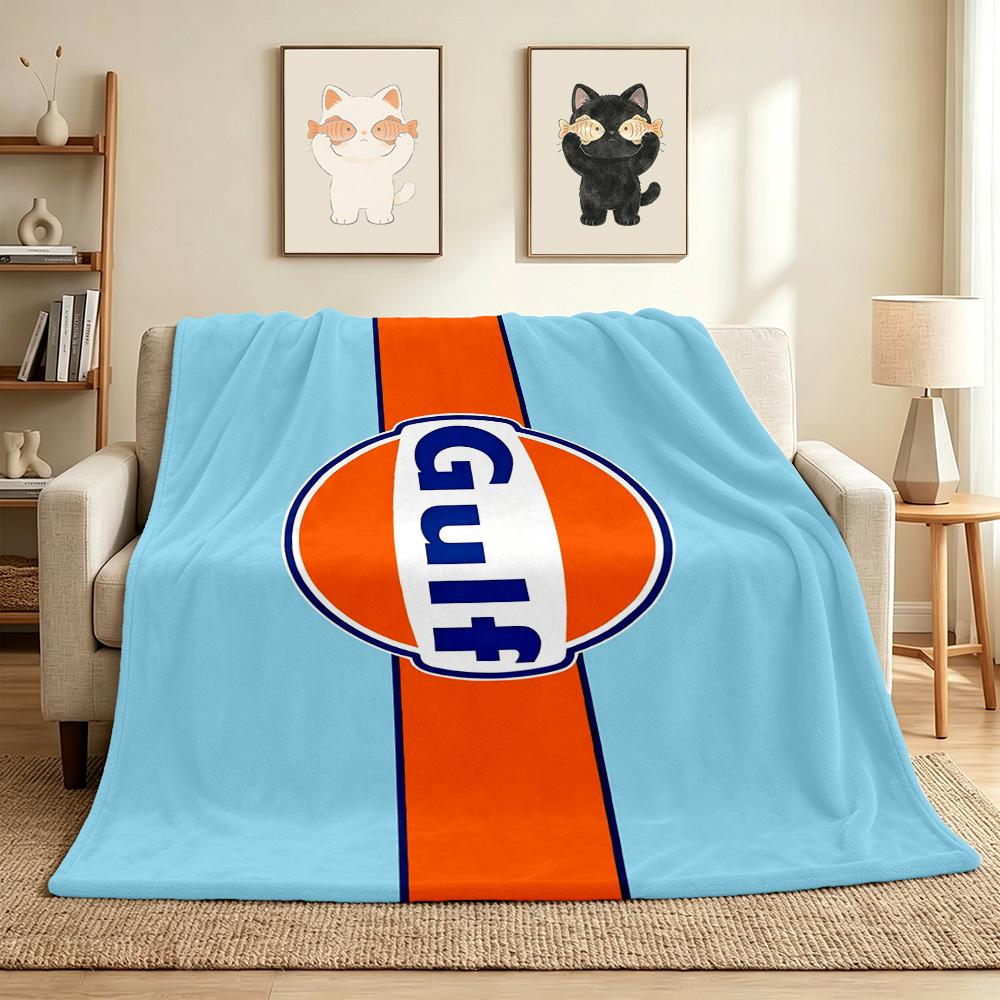 Gulf Logo Flannel Blanket Throw Blanket Soft Warm Sofa Bed Camping home Decor Unique Christmas Gift C9261508