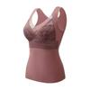 Velvet Fever Without Trace Warm Lace Undershirt Female Fixed Cup Padded Thickening Thin Comfortable Bottoming Fall Clothing Underwear