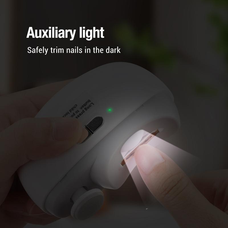 Electric Nail Clipper Grinding and Polishing with Light Automatic Nail Trimmer Rechargeable Nail Cutter Manicure for Baby Adult