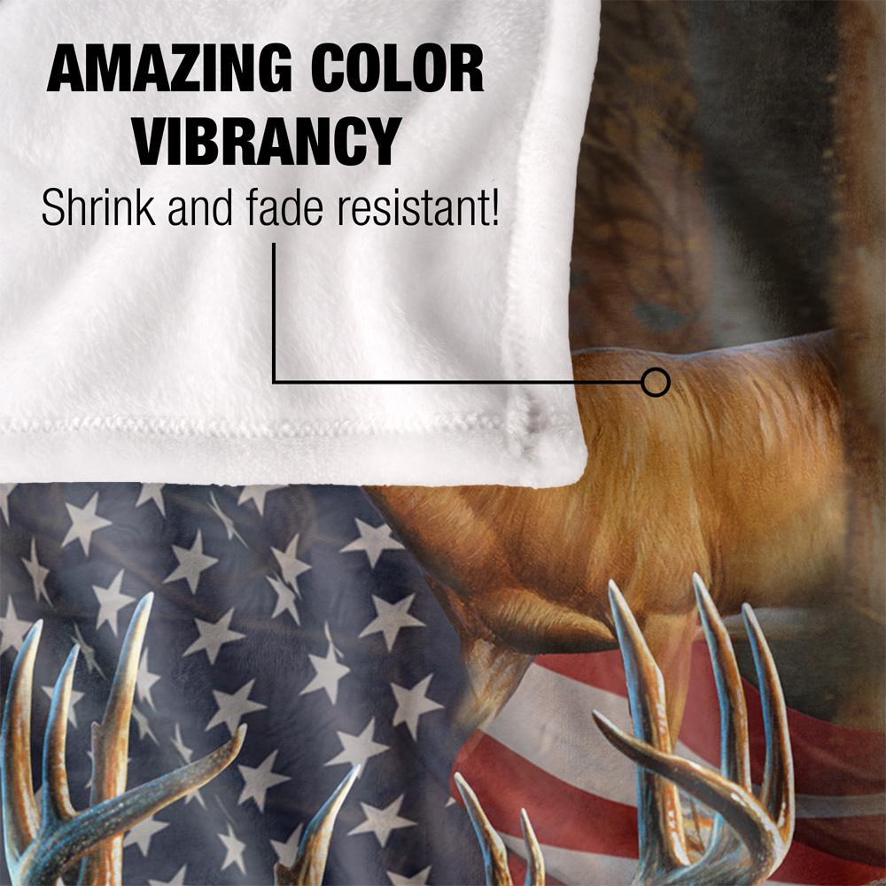 JQ Licensing Silky American Flag Deer Supersoft Blanket