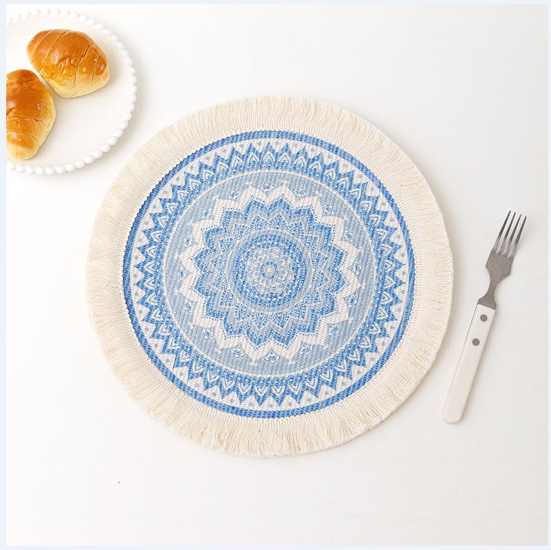 

Coaster, Nordic fabric, tassel insulation mat, heat-resistant home pot mat, dining mat, Bohemian decorative mat 17cm
