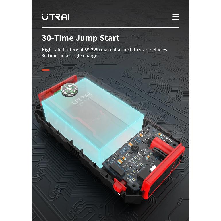 UTRAI Power Bank 2000A Jump Starter Portable Charger Car Booster 12V Auto Starting Device Emergency Car Battery Starter